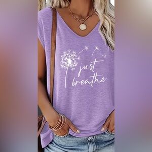 Just Breathe Sleeveless V-Neck Tank Top - Light Mauve